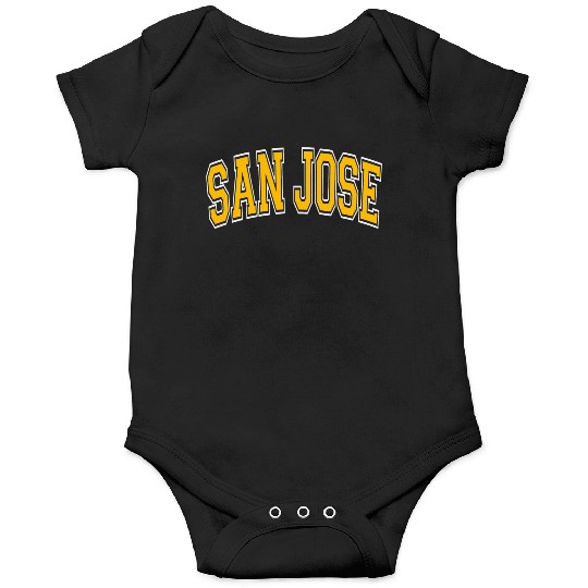 San Jose Varsity Style Amber Text Onesies
