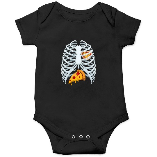 Funny PIzza Skeleton Rib Cage Halloween Costume Onesies