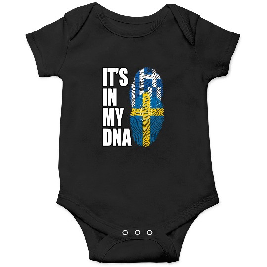 Greek And Swedish Mix Heritage DNA Flag Onesies
