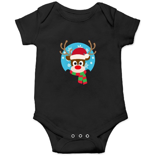 Cute Rudolph Red-Nosed Reindeer Christmas Design Onesies