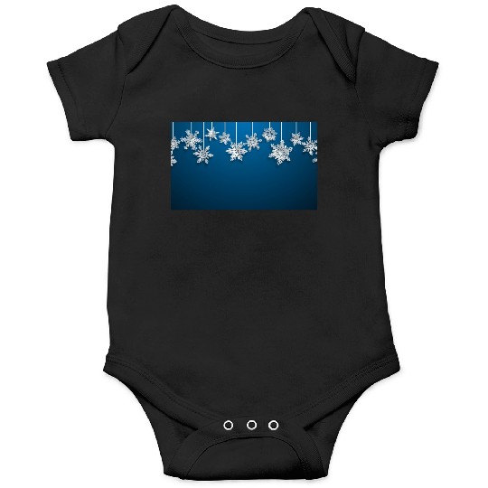 Elegant Hanging Snowflakes Navy Blue Onesies