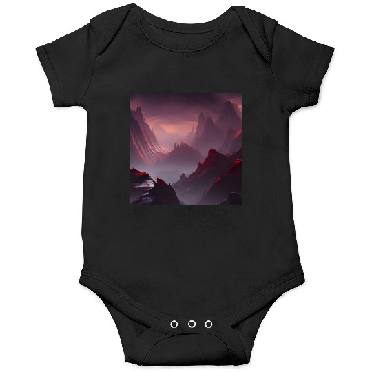 Lonely Red Mountains on an Alien Planet Abstract Onesies