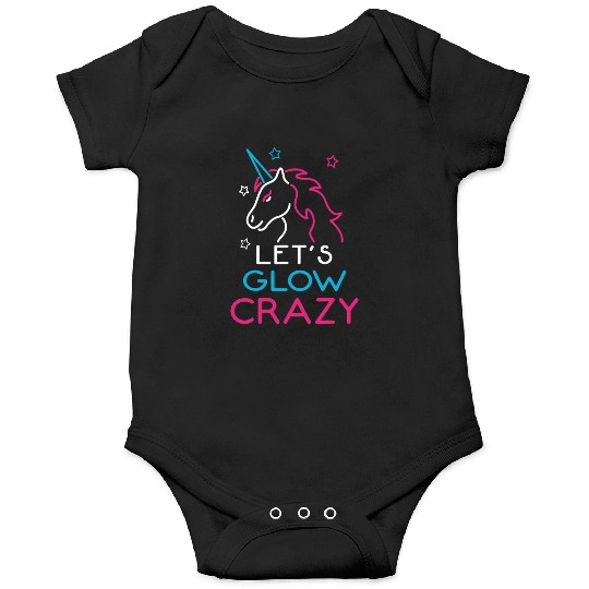 Retro Neon Unicorn Dabbing Let's Glow Crazy 80s Pa Onesies