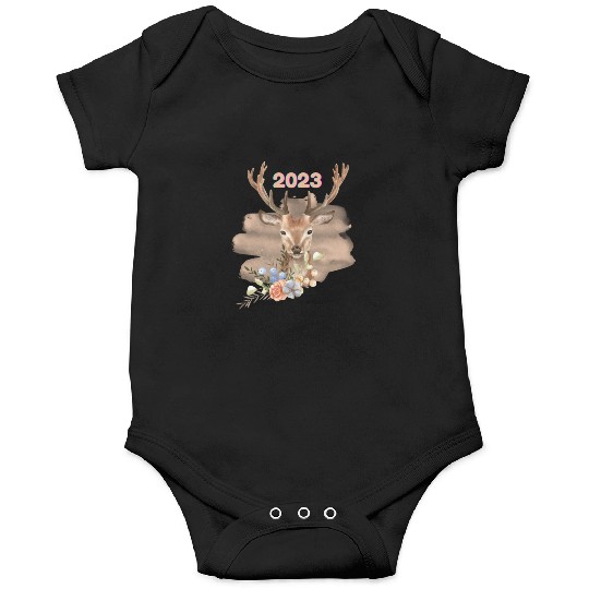 Brown Beige Watercolor Illustrated Deer Onesies