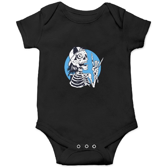 Skeleton rock and roll cartoon Onesies