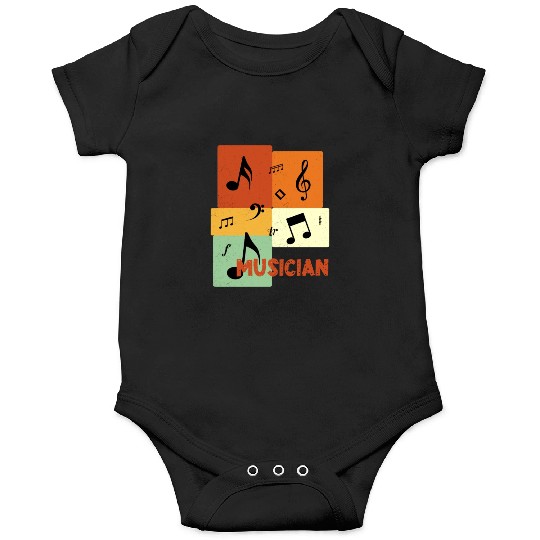 Musician Retro Vintage Distressed Squares Onesies