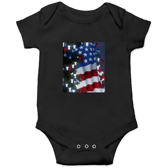 Patriotic Christmas Decorated Christmas Tree Onesies