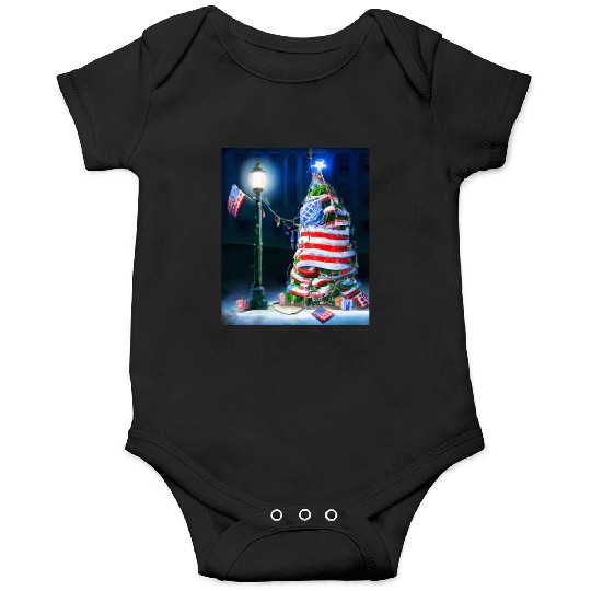 Patriotic Christmas US Flag With Christmas Onesies
