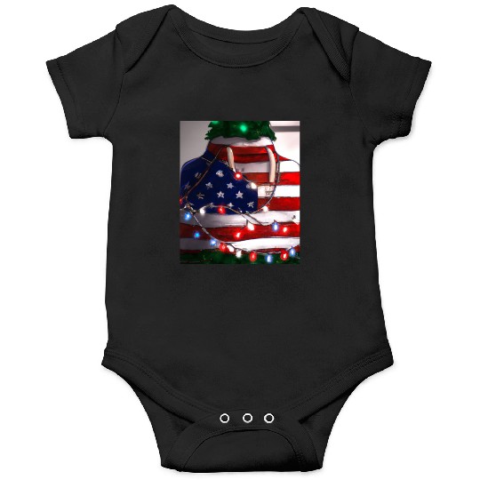 Patriotic Christmas Christmas Tree US Flag Onesies