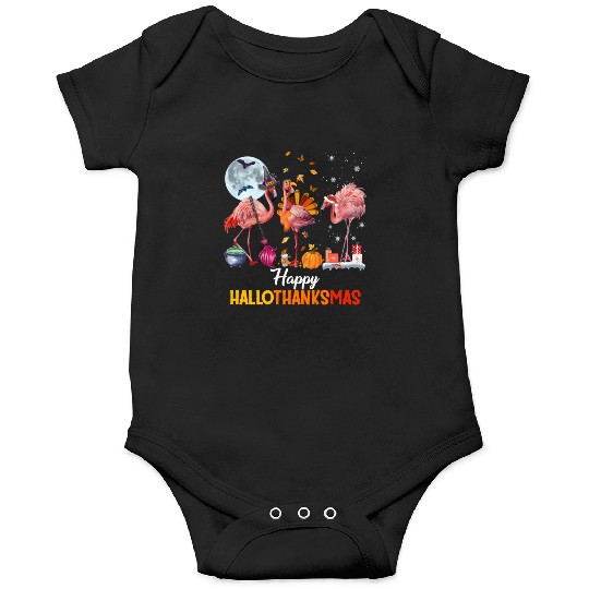Flamingo Halloween And Merry Christmas Happy Onesies