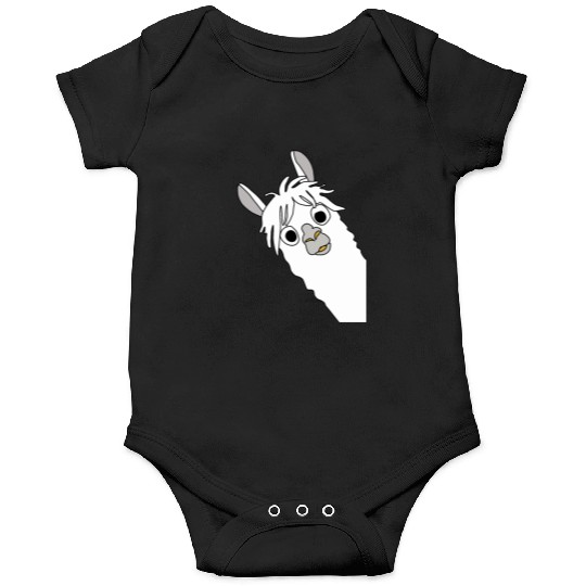 Laughing alpaca comic lama in white with big eyes Onesies