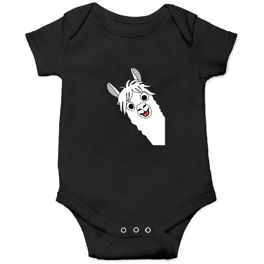 Laughing alpaca comic lama in white with big eyes Onesies