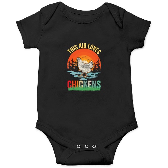 Retro Chicken Lover Farm Animal Kids Onesies