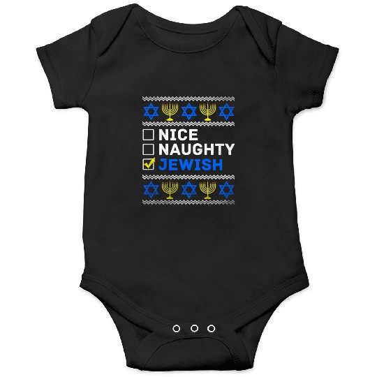Nice Naughty Jewish Ugly Hanukkah Sweater Chanukah Onesies