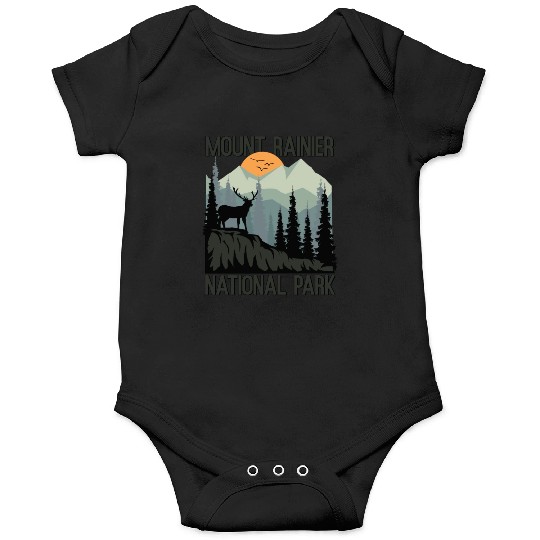 Mount Rainier National Park Mountains Deer Onesies