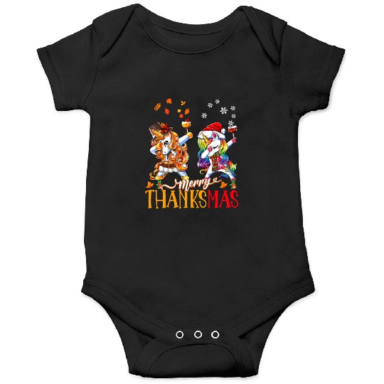 Merry Thanksmas funny unicorn Thanksgiving xmas Onesies