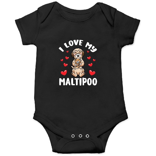 Maltipoo Dog With Stuffed Animal Onesies
