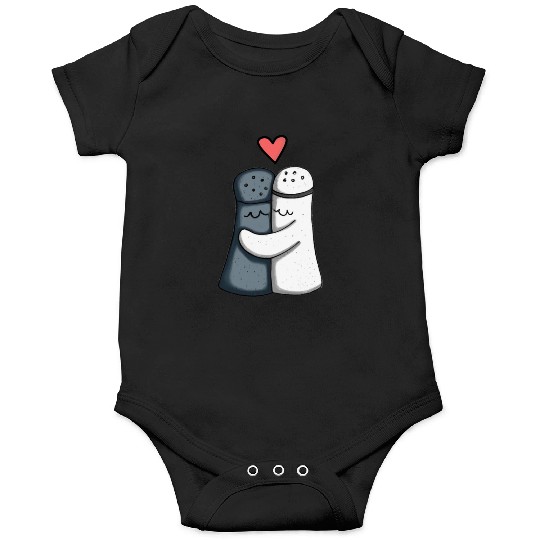 Salt and Pepper Hugging Love : Funny illustration Onesies
