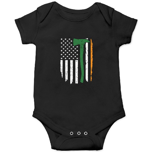 Irish Firefighter American Flag Ireland Onesies