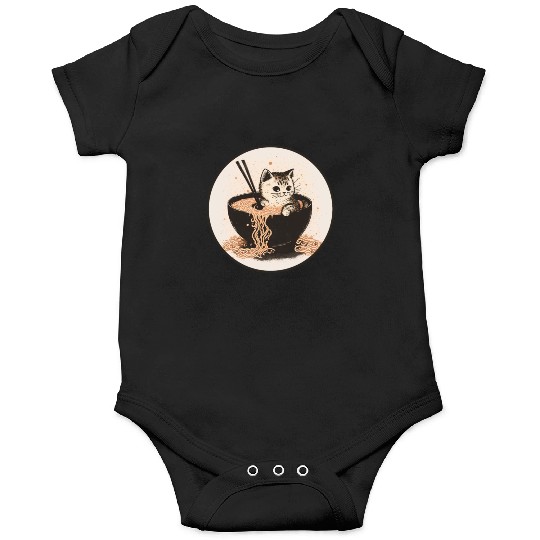Cat Cat Ramen Noodles Cute Kitten Noodle Soup Onesies