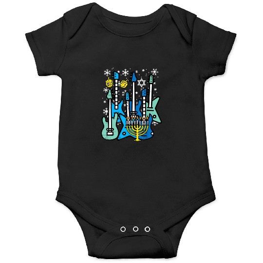 Hanukkah Guitars Chanukah Jewish Rock Rocker Onesies