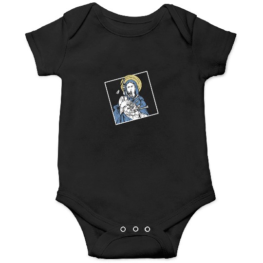 Mary Mother of Jesus Playing Bagpipes - Funny Onesies
