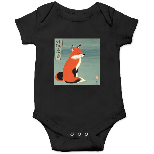 Ukiyo-e Fox, Japanese Print Onesies