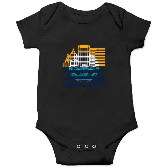Milwaukee Skyline Squared Milwaukee Peoples Flag D Onesies