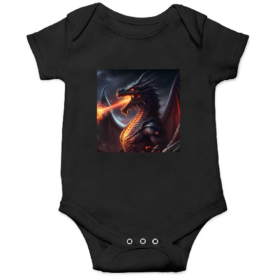 Dark Fantasy fire breathing dragon version 2 Onesies