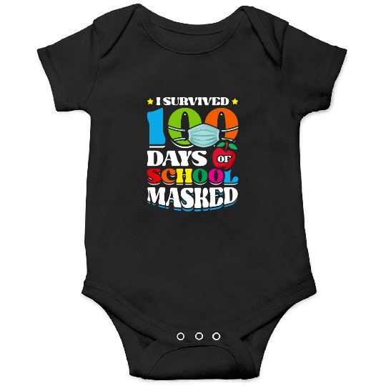 I Survived 100 Days Of School Masked Pupils Home Onesies