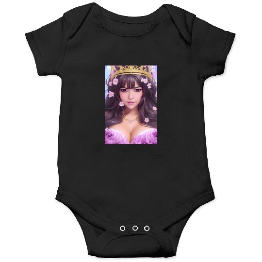 Crown and Pink flowers Onesies