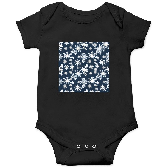 Snow pattern on navy blue background Onesies