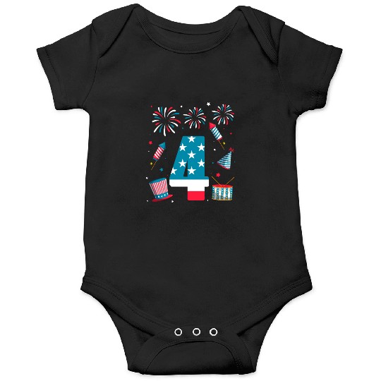 4th Birthday American Kids Proudest Patriot Onesies