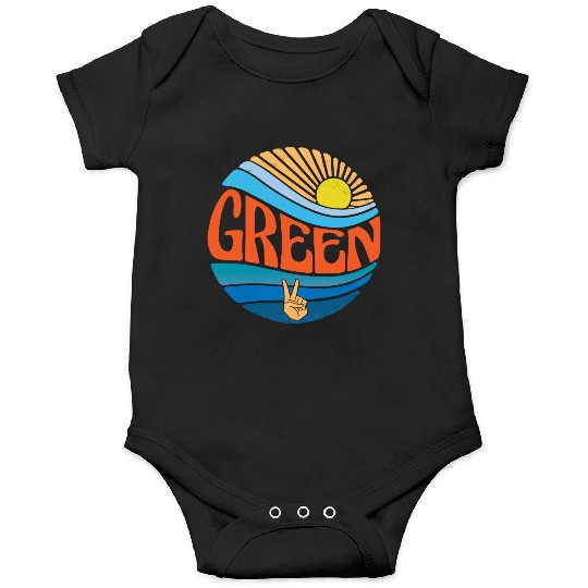 Green Onesies Vintage Sunset Green Groovy Tie Dye