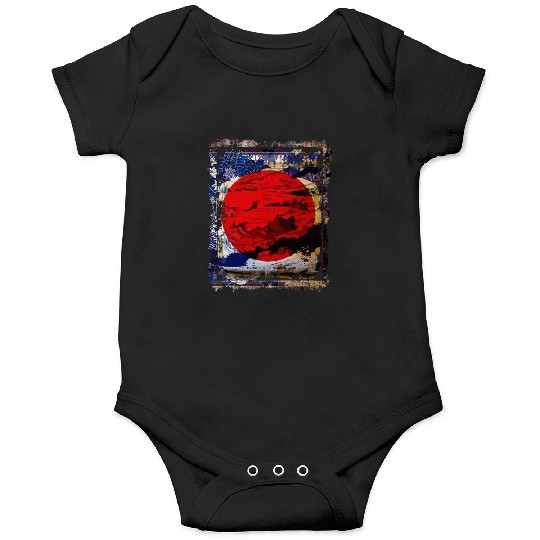 Japan Flag Red Circle Blue Mountain Collage Art 74 Onesies