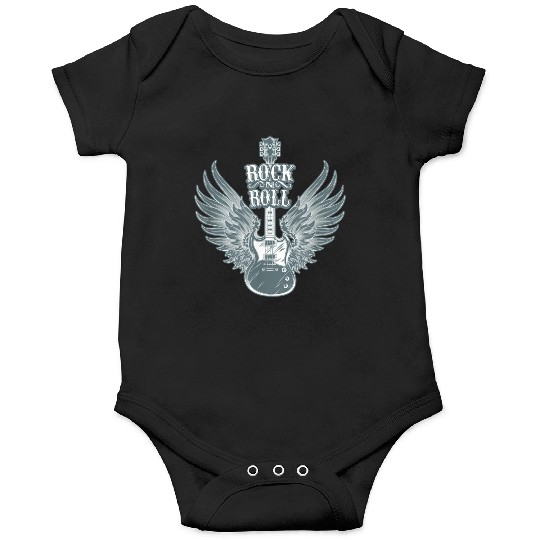 Rock N Roll Angel Wings Music Guitar Player Onesies