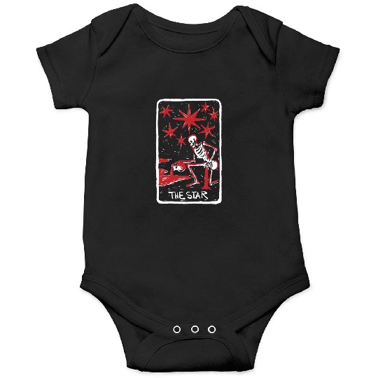 The Star Blood Red Skeleton Skull Tarot Card Onesies