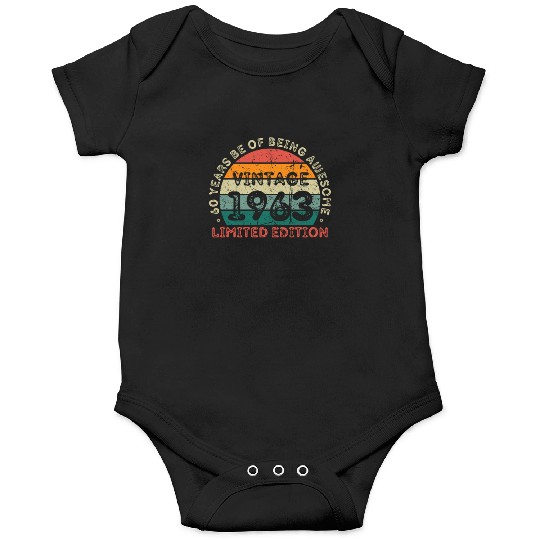 60 Years Vintage 1963 Retro 60th Birthday Onesies