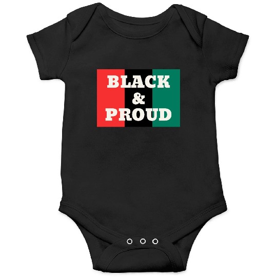 Black and Proud on a Red, Black, and Green Colors Onesies