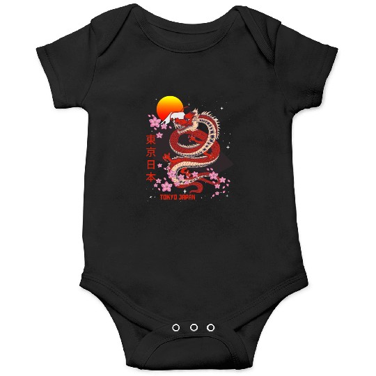 Japanese Tokyo Dragon Asian Vintage Retro Style Onesies