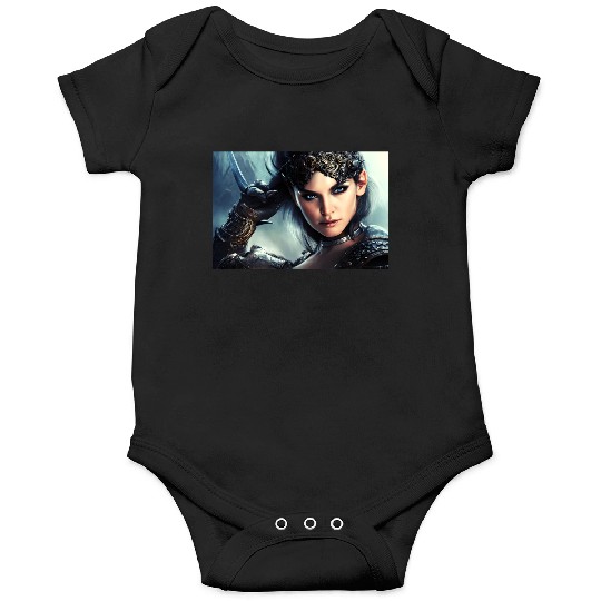 Warrior princess wearing gothic plate fantasy art Onesies