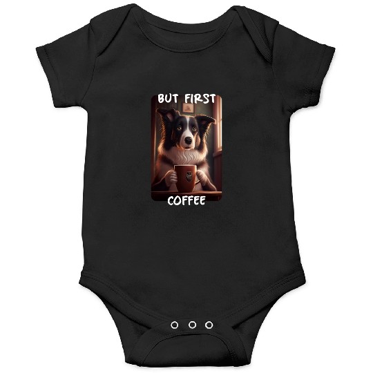Border Collie - But First Coffee (en) 3 Onesies
