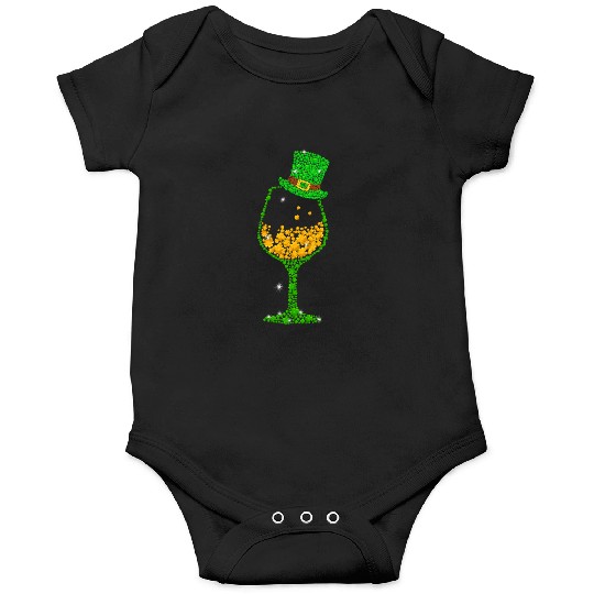 St Patricks Lucky Shamrock Wine Glass Onesies