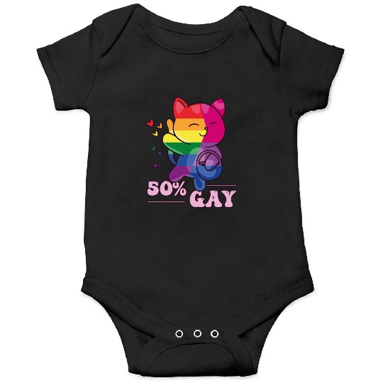 50% Gay Bi Bisexual Pride Kawaii Cat Kawaii Onesies