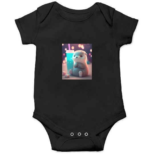 Kawaii Otter Pet Otter Drinking Boba Tea Onesies