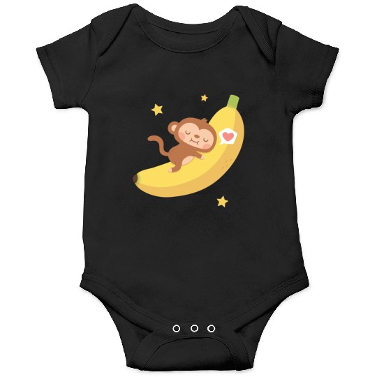 Cute Monkey Hugging Banana Moon Onesies