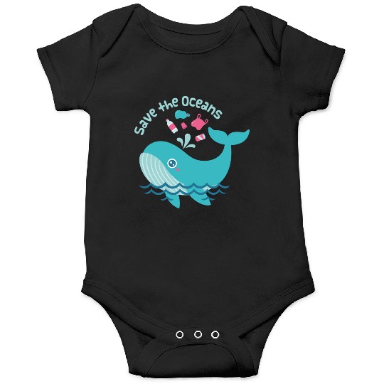 Save The Oceans Whale Spouts Garbage From Sea Onesies