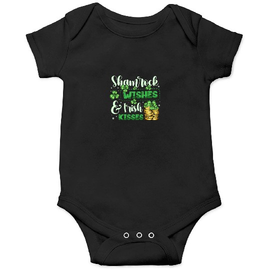 Shamrock Wishes And Irish Kisses St. Patricks Day Onesies