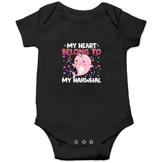 Valentines Day My Heart Belong to My Narwhal Boys Onesies
