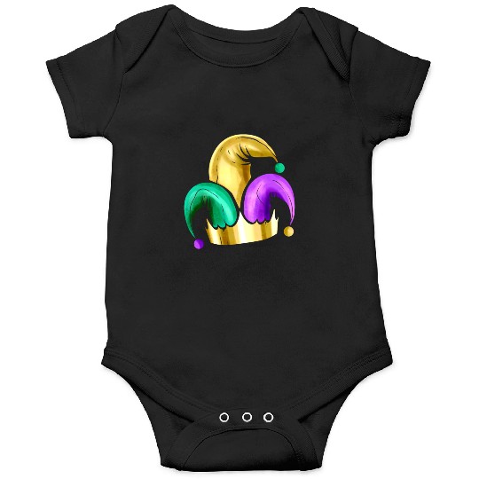 Purple, Yellow Golden And Green Jester Hat For Onesies